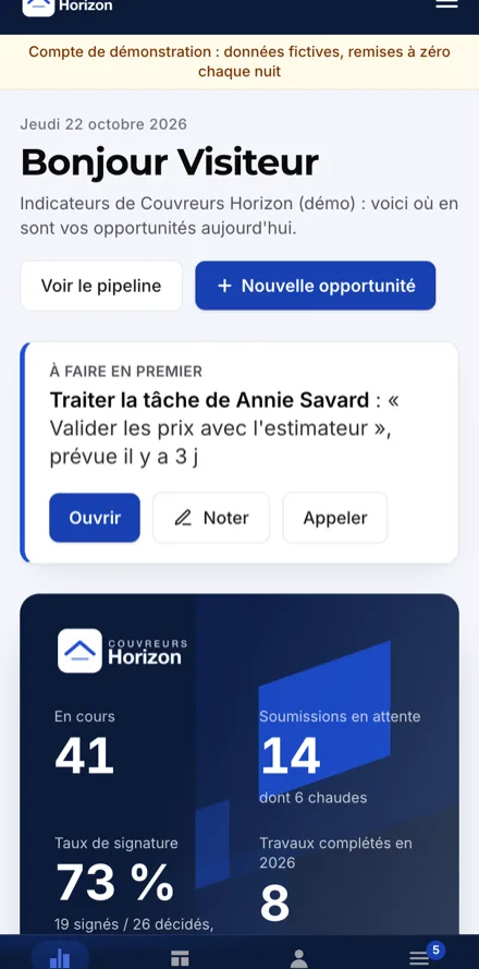 Le même CRM sur téléphone